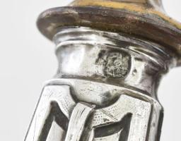 Ezüst (Ag) fagylaltos kanál, jelzéssel, h: 24,5 cm, bruttó: 111 g