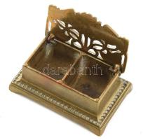 Antik bélyegzőpárna tartó, bronz, 8,5x5,5x3,5 cm