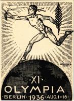 1936 Berlin, XI. Olympia. Dr. Illyés László kiadása, megemlékezése az olimpia megnyitójáról. Alkalmi Grafika 3. sz. / Summer Olympics in Berlin s: Márton Lajos