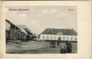 1913 Tiszakécske, Újkécske; Piac tér, községháza. Sárközi Lipót kiadása (fa)