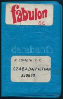 1980 Fabulon SC fényképes tagsági könyv Czabaday István labdarúgó részére