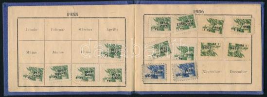 1955 Bástya SE tagsági könyv, bélyegekkel