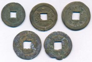 Kína 1800-1900 k. Cu cash (5db) T:F Chinese Empire ~19th century Cu cash (5pcs) C:F