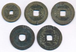 Kína 1800-1900 k. Cu cash (5db) T:F Chinese Empire ~19th century Cu cash (5pcs) C:F