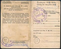 1919.XII.15. Bp., karhatalmi igazolvány főhadnagy részére, fénykép nélkül, "Budapesti IV. kerül...