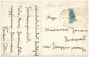 1940 Jászkarajenő, Rákóczi téri (később Templom tér) vasúti megálló a kisvasúttal, vasútállomás, von...