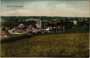 Gyönk, templomok. Engel József kiadása (szakadás / tear)