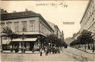 Budapest V. Kecskeméti utca, villamos, Gyarmathy G. üzlete (apró szakadás / tiny tear)