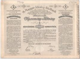 1906. Budapest "A Magyar Jelzálog-Hitelbank Nyeremény-Kötvénye" "A" (4x) részkötvény 100K-ról, szárazpecséttel T:XF-F