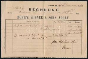 cca 1884 Körmend, 2 db számla (Jungmann József cipész, Moritz Wiener & Sohn Adolf)
