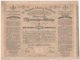 1906. Budapest "A Magyar Jelzálog-Hitelbank Nyeremény-Kötvénye" "A" (4x) részkötvény 100K-ról, szárazpecséttel T:XF-F