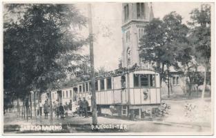 1942 Jászkarajenő, Rákóczi téri (később Templom tér) vasúti megálló a kisvasúttal, vasútállomás, vonat. photo