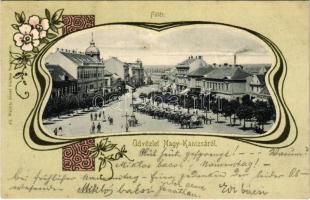 1902 Nagykanizsa, Fő tér, Virányi és Stern üzlete. Ifj. Wajdits József kiadása, Art Nouveau, floral, litho (EK)