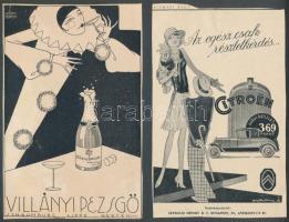 Reklámrajongói gyűjtemény. Albumba ragasztva 1919-1945 közötti újságokból kivágott szignós reklámok,...
