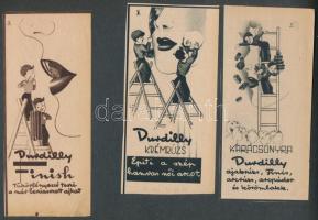 Reklámrajongói gyűjtemény. Albumba ragasztva 1919-1945 közötti újságokból kivágott szignós reklámok,...