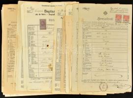 cca 1899-1976 Vegyes anyakönyvi kivonatok, keresztlevelek, össz. 40 db