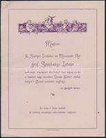 1897 Sopronvármegye és Sopron Sz. Kir. Város Közönsége Széchényi István gróf emlékszobrának ünnepélyes leleplezésének meghívója, 1897. május hó. 23., név nélkül, 15x24 cm + Meghívó a Soproni Irodalmi és Művészeti Kör gróf Széchenyi István szobrának leleplezése alkalmából 1897. május 23-án a kaszinó nagytermében Ünnepi Estélyt rendez, melyre t. Czimet tisztelettel meghívja..., 2 sztl. lev.