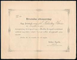 1881 "Hivatalos elismervény egy forintról, melyet... ,az Aradon kivégzett 13 vértanú emlékének megörökítése czéljából emelendő szobor alapjának javára ...", hajtott, 2 sztl. lev.