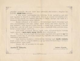 1881 "Hivatalos elismervény egy forintról, melyet... ,az Aradon kivégzett 13 vértanú emlékének ...