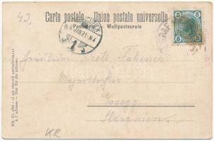 1906 Dubrovnik, Ragusa; gőzhajó / steamship. E. Sambo & Cie Art Nouveau, floral, litho