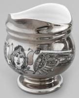 Szász Endre által tervezett Hollóházi porcelán mokkás készlet: 6 személyes. Platina mázas. Komplett,...