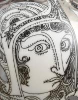 Szász Endre által tervezett Hollóházi porcelán mokkás készlet: 6 személyes. Platina mázas. Komplett,...