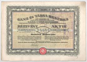 1923 Budapest "Ganz és Társa- Danubius Gép-, Waggon- és Hajó-Gyár Részvénytársaság" részvé...