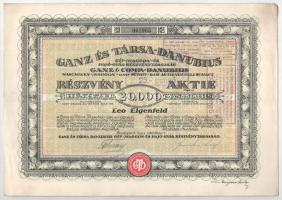 1923 Budapest "Ganz és Társa- Danubius Gép-, Waggon- és Hajó-Gyár Részvénytársaság" részvé...