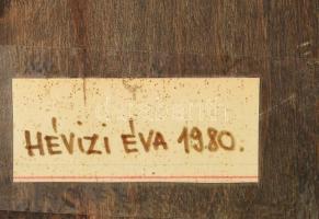 2 db Hévizi Éva zománckép Kerámia, zománc. 15x15 cm Fa alapon