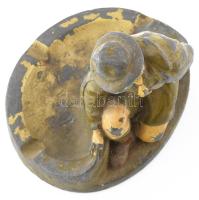 Cserkész ón figurális hamutál. Festett, kopott 12 cm