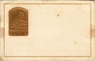 Isonzo-Armee 1915 feliratú jelvény dombornyomott bronz képe tábori levelezőlapon / WWI Austro-Hungarian K.u.K. military badge on a field postcard, Embossed bronze (EK)