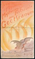 1936 Mysterien-Festspiele am Goetheanum, Dornach-Basel, Frühjahr-Sommer 1936. Kihajtható, képes ismertető és programfüzet, német és francia nyelven, kihajtva: 45x19 cm