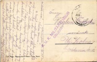1916 Nekcse, Nasice; ménes, lovak / stud farm, horses + "K.U.K. MILITARZENSUR OSIJEK" (EK)