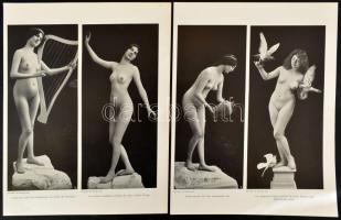 cca 1920-1940 Művészi aktfotókról készült 5 db nagyméretű, fekete-fehér nyomat, helyenként kopásokka...