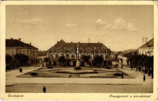 1941 Érsekújvár, Nové Zámky; Országzászló és városháza / town hall, Hungarian flag (EK)