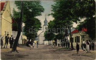 1936 Csilizpatas, Patas, Pastúchy; Fő utca, református templom / main street, Calvinist church (Rb)