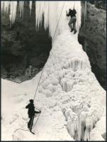 cca 1979 Borka Attila: ,,Hágóvas és jégcsákány I-II." című vintage fotóművészeti alkotásai, az egyik kép feliratozva, ezüst zselatinos fotópapíron, 24x18,2 cm