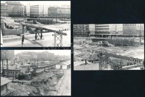 1981 Budapest, a Boráros tér átépítéséről készült riport felvételek, 5 db jelzett, datált, feliratozott vintage fotó ezüst zselatinos fotópapíron, 9x13,8 cm