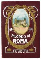 cca 1900-1920 Ricordo di Roma, leporelló album 30 db fekete-fehér képpel (komplett), kissé sérült gerinccel, 22x16,5 cm