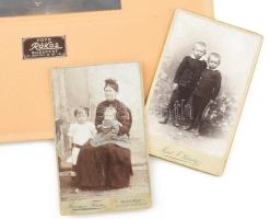 cca 1900-1920 3 db gyerekportré, 2 db keményhátú fotó és 1 db fotó kartonon, 10x6 cmx2 és 17x11,5 cm