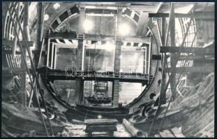 1962 Budapest, korai felvételek a metró építéséről, 3 db feliratozott vintage fotó ezüst zselatinos ...