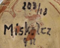 Miskolc, mázas butykos. Kézzel festett, mázas cserép Jelzett XX. sz. eleje 20 cm