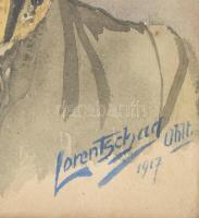 1917 I. világháborús katonatisztet ábrázoló akvarell. Jelzett, üvegezett keretben 25x17 cm