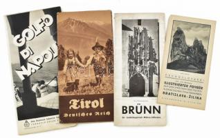 cca 1930-1940 4 db külföldi idegenforgalmi ismertető prospektus: Bratislava-Zilina, Brünn (Brno), Tirol - Deutsches Reich, Golfo di Napoli