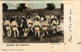 1902 Romania, Salutari din Hora la Tara / folk dance. J. Saraga & Co.