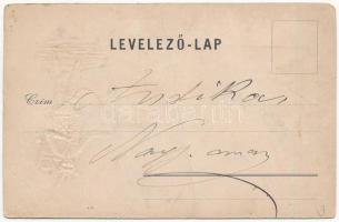 Dombornyomott Krampusz üdvözlet / Krampus, embossed greeting (ázott / wet damage)