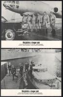 cca 1982 ,,Vészjelzés a tenger alól" című szovjet film jelenetei és szereplői, 6 db produkciós filmfotó nyomdatechnikával sokszorosítva kartonpapírra, egyoldalas nyomással, a használatból eredő (esetleges) kisebb hibákkal, 18x24 cm