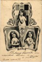 1906 Hit Remény Szeretet. Art Nouveau, floral (szakadás / tear)