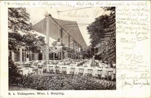 1906 Wien, Vienna, Bécs; Burgring, K. k. Volksgarten / garden restaurant advertisement card (EK)