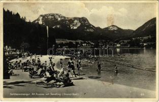 1937 Salzkammergut, Alt Aussee mit Sandling (Strand-Bad) / beach, bathers (EK)